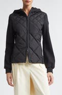 Moncler Mixed Media Hooded Zip Down Cardigan