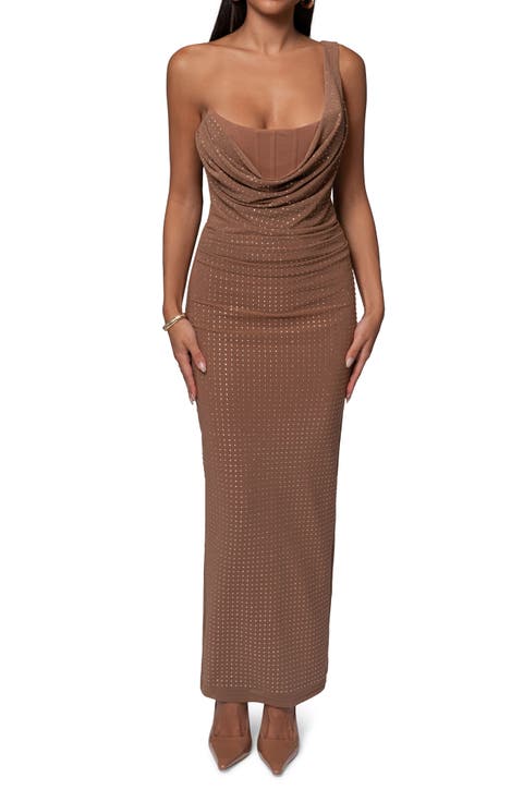 Krishna One-Shoulder Sparkle Mesh Cocktail Dress