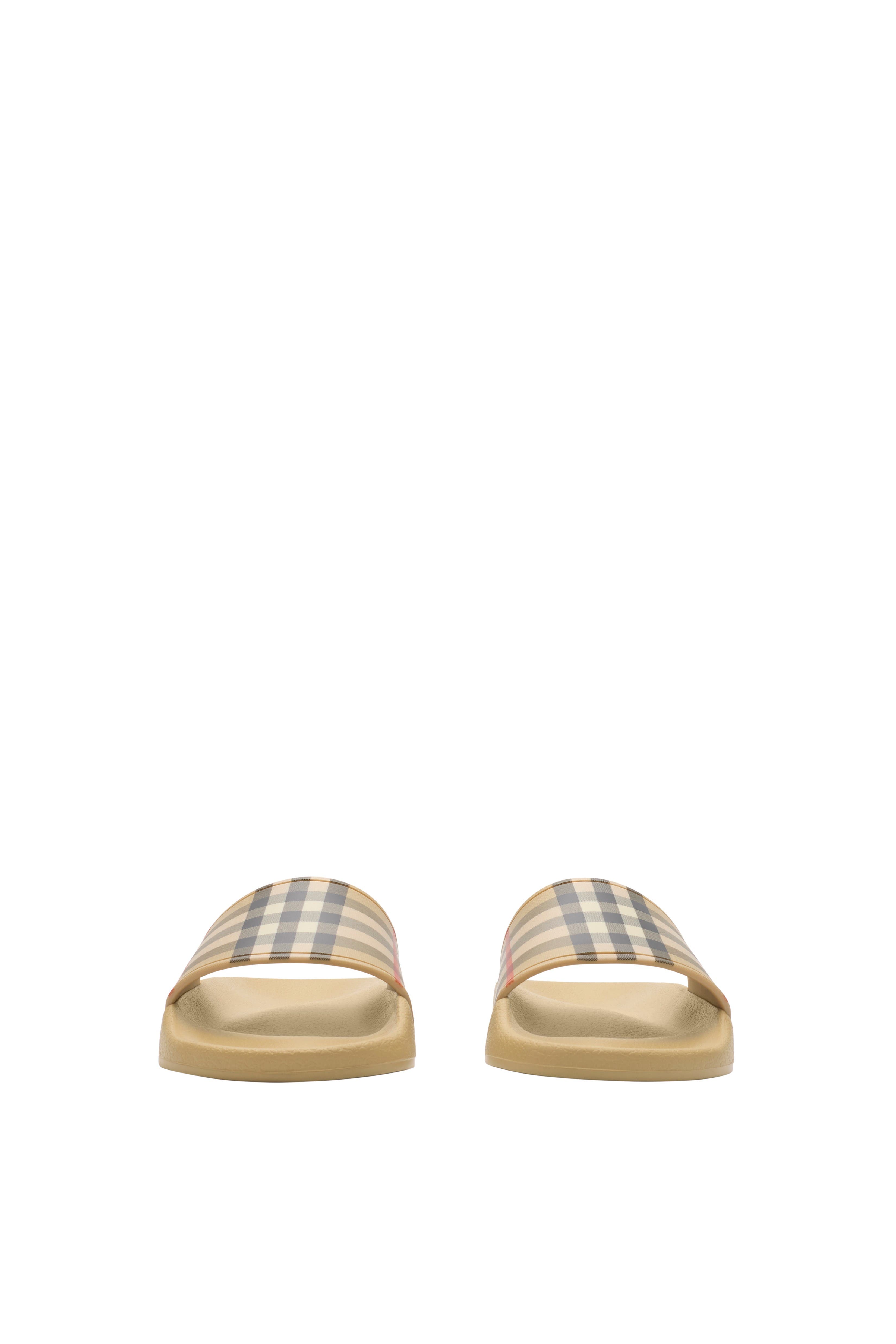 Burberry Check Slides, Alternate, color, Sand Beige
