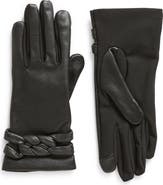 Cole Haan Braid Strap Mixed Media Leather Gloves