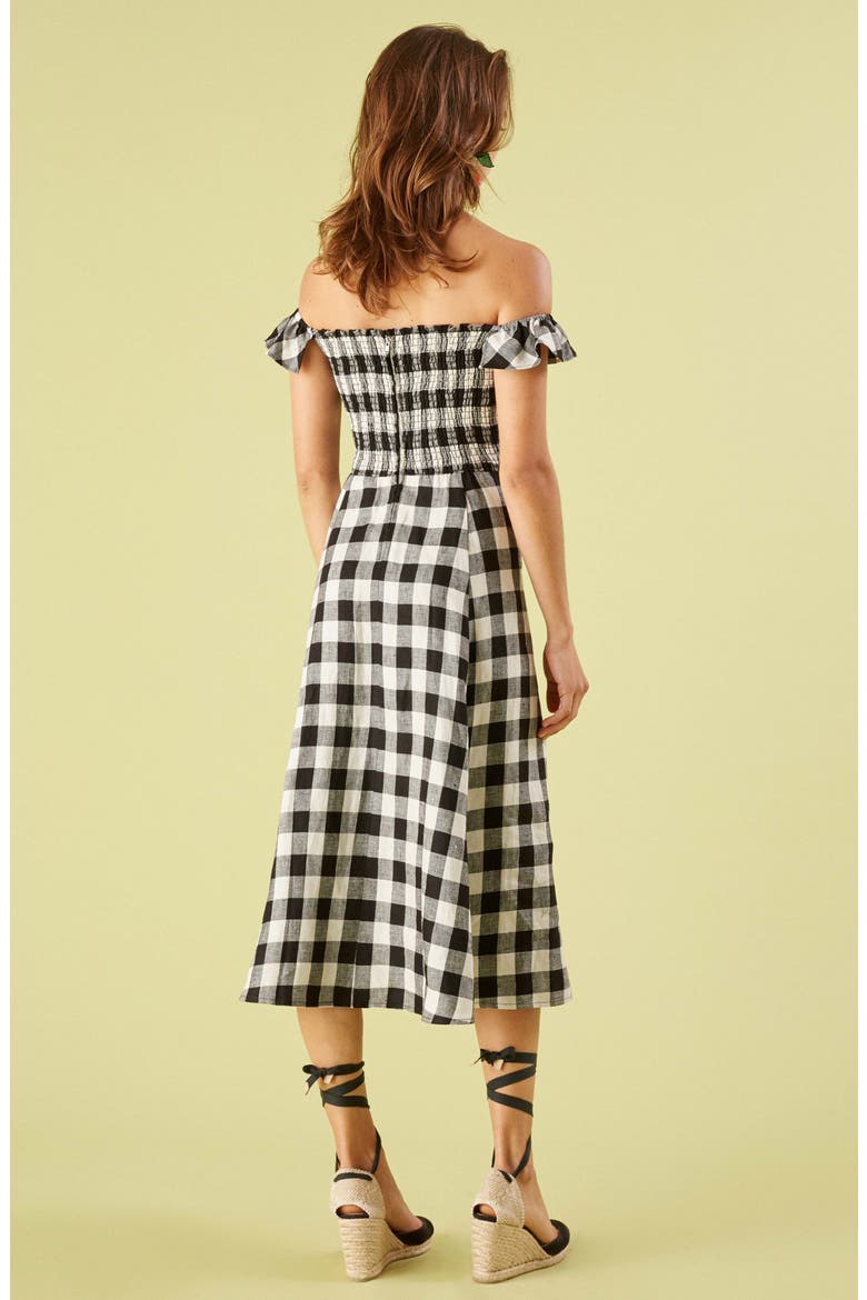 Hattie Off the Shoulder Linen Dress, Alternate, color, LUKE