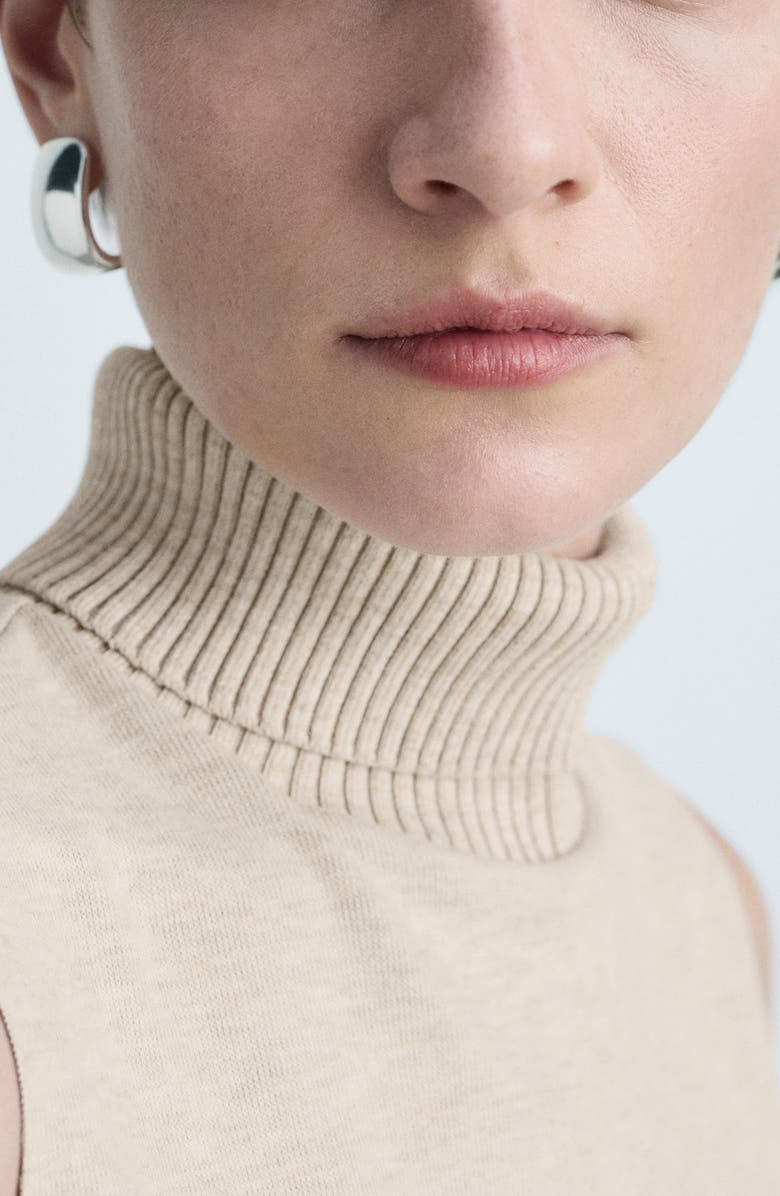 MANGO Sleeveless Turtleneck Sweater, Alternate, color, Beige