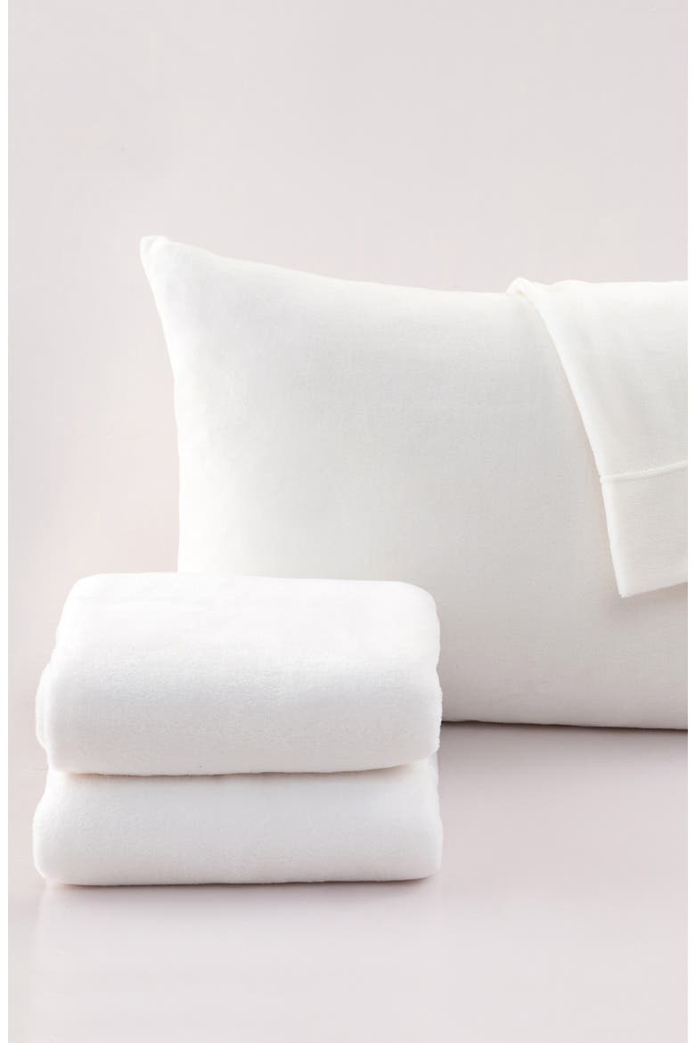 Solid Plush Velour Sheet Set, Alternate, color, WINTER WHITE