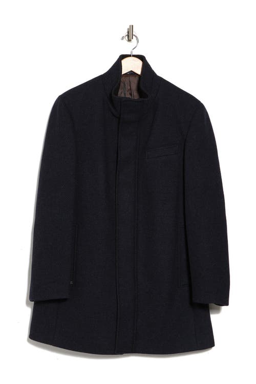 Hart Schaffner Marx Genoa Twill Wool Blend Coat In Navy