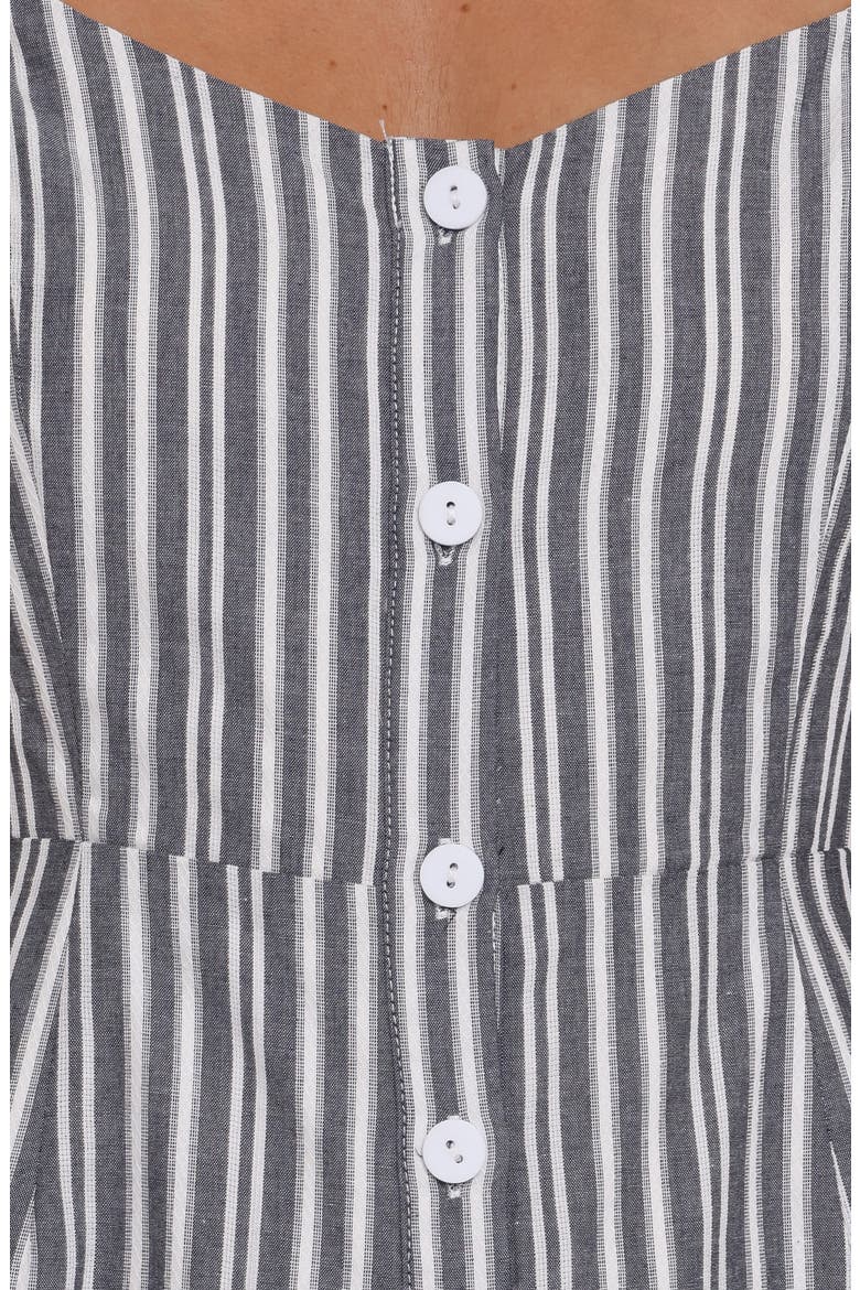 Reesa Stripe Button Front Cotton Romper, Alternate, color, SMOKE STRIPE