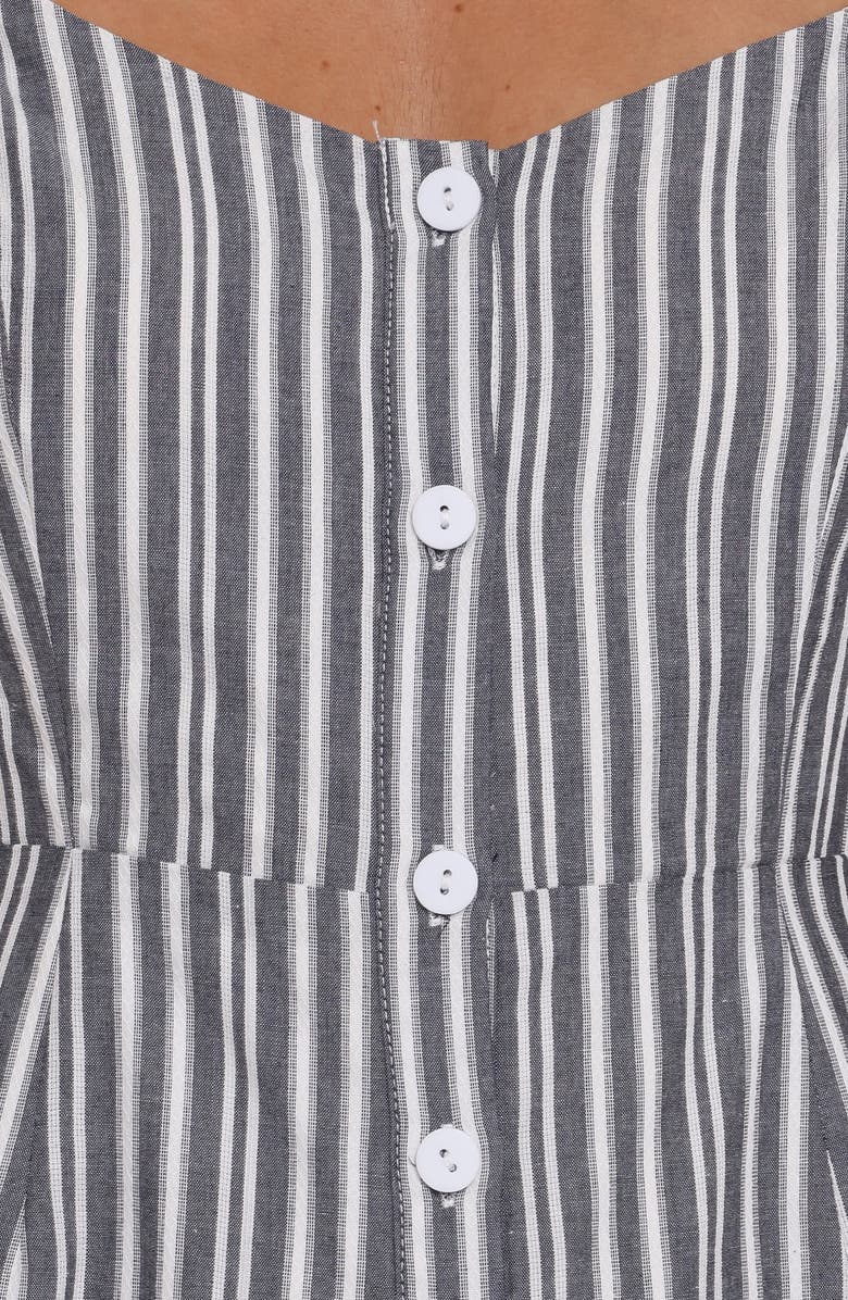 Petal & Pup Reesa Stripe Button Front Cotton Romper, Alternate, color, 