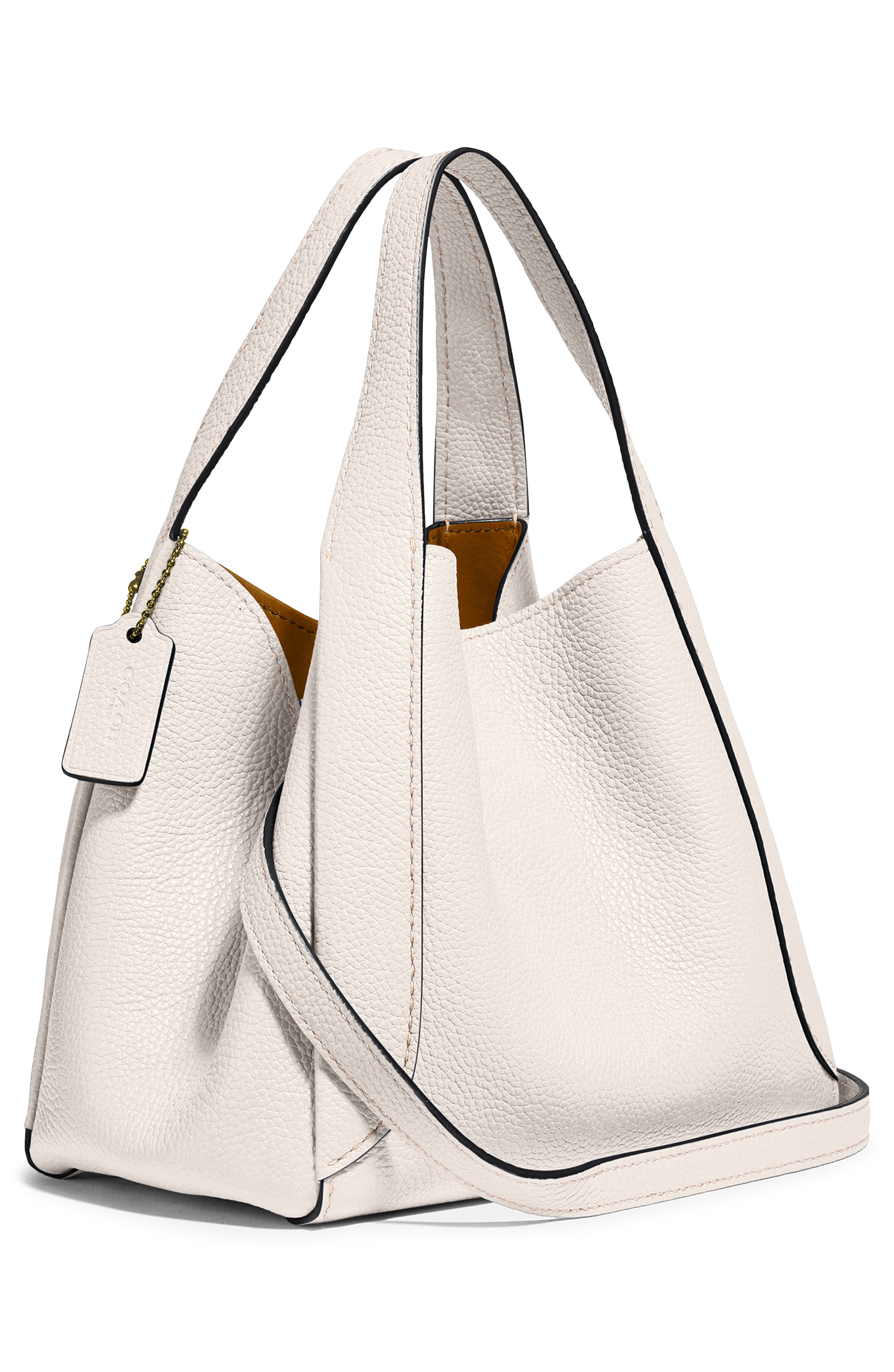 Hadley 21 Pebble Leather Hobo, Alternate, color, BRASS/ CHALK