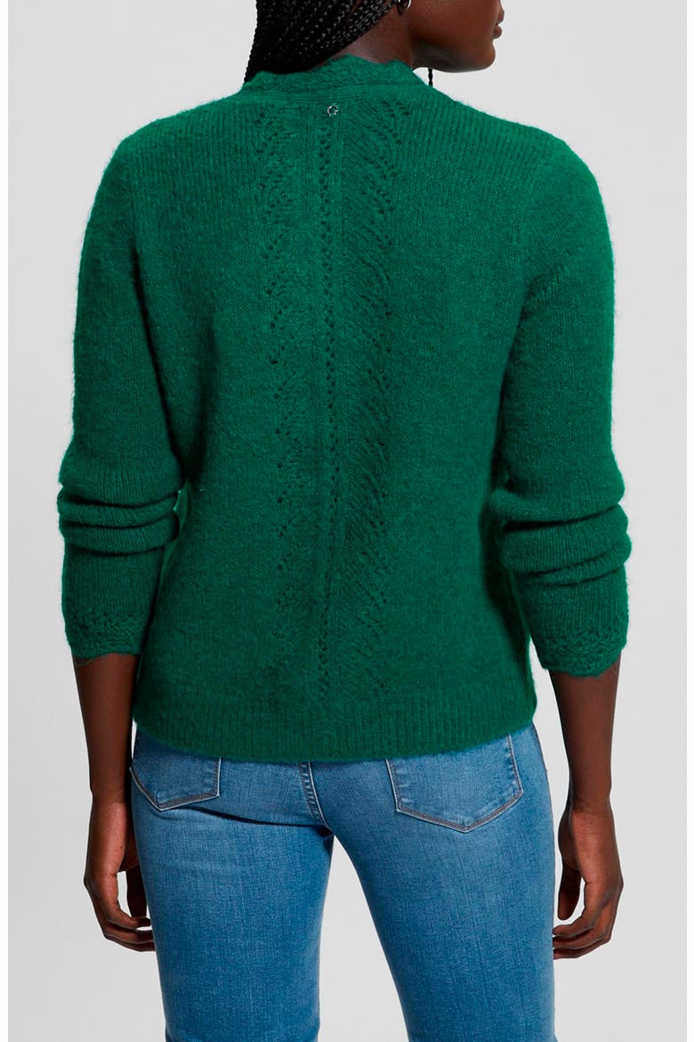 Macie Pointelle Detail Cardigan, Alternate, color, ADVENTUROUS GREEN