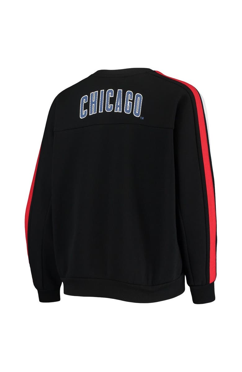 THE WILD COLLECTIVE Women's The Wild Collective Black Chicago Cubs Perforated Logo Pullover Sweatshirt, Alternate, color, Black