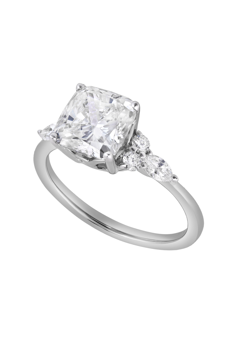 Victoria 14K Gold 2.30 Ct Cushion Lab Grown Diamond Engagement Ring, Alternate, color, 14K White Gold