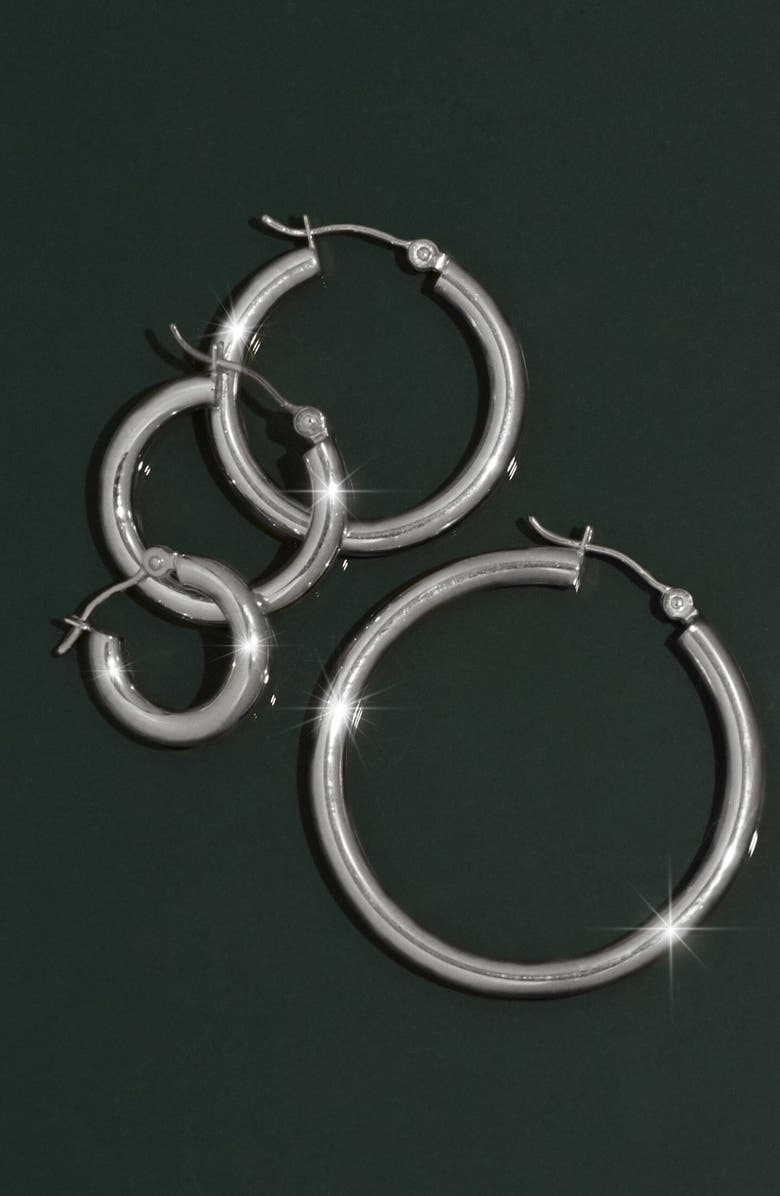 Aurate New York Silver Hoop Earrings, Alternate, color, White
