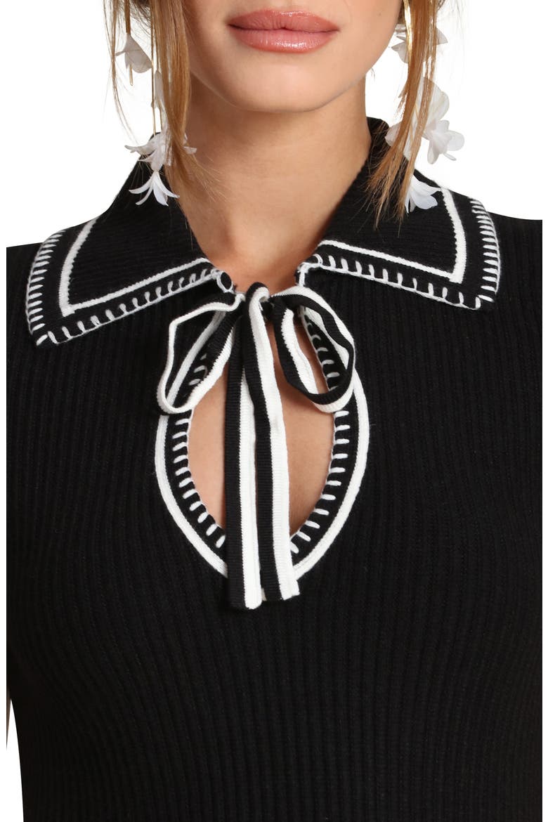 Blanket Stich Rib Sweater Dress, Alternate, color, BLACK AND CREAM