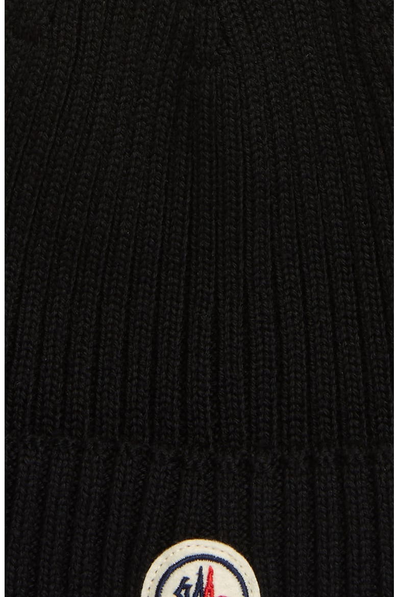 Logo Patch Rib Wool Beanie, Alternate, color, BLACK