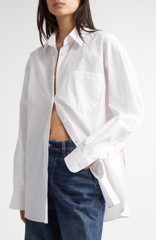 Stella Mccartney Poppy Back Mixed Media Button-up Shirt In White