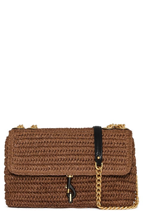 Medium Edie Crocheted Straw Crossbody Bag