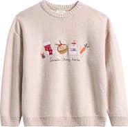 NEXT Kids' Santa Stop Here Embroidered Cotton Sweater