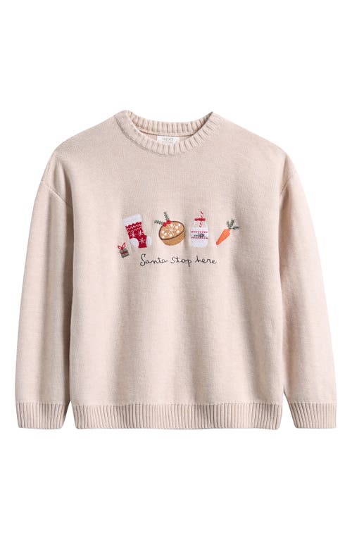 Next Kids' Santa Stop Here Embroidered Cotton Sweater In Neutral