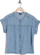 Splendid Short Sleeve Chambray Button-Up Shirt