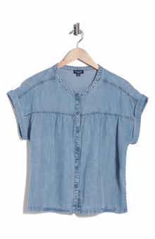 Splendid Short Sleeve Chambray Button-Up Shirt
