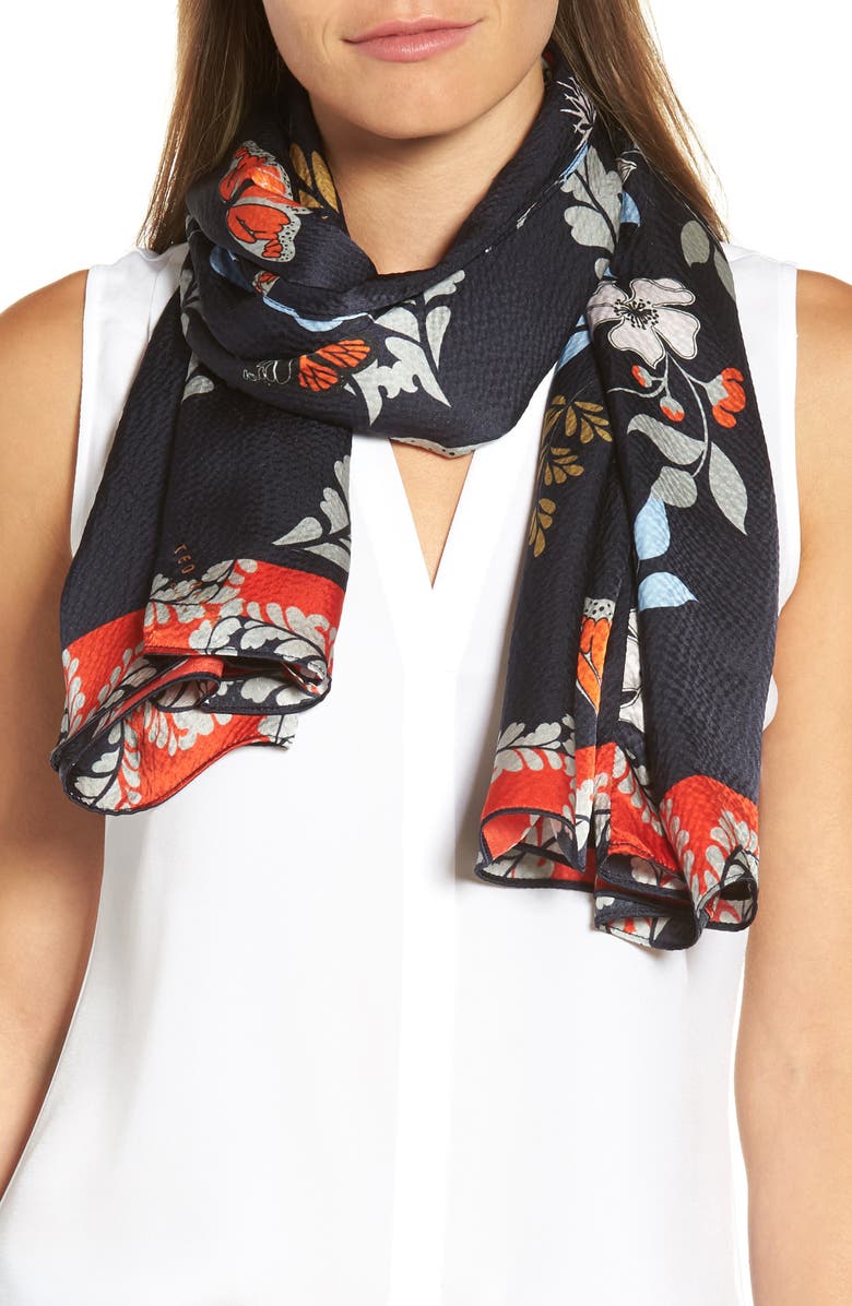 Ted Baker London Kyoto Gardens Silk Cape Scarf, Alternate, color, 
