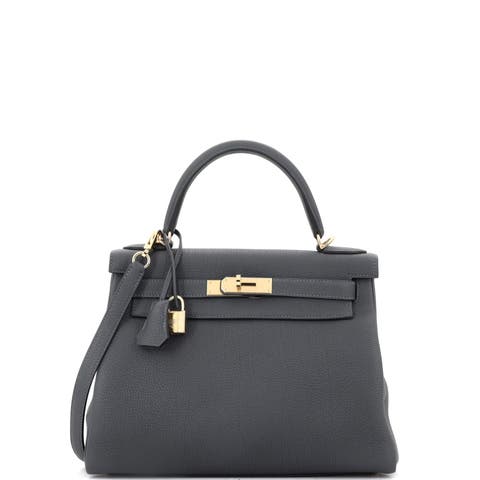 Kelly Handbag Grey Togo with Permabrass Hardware 28