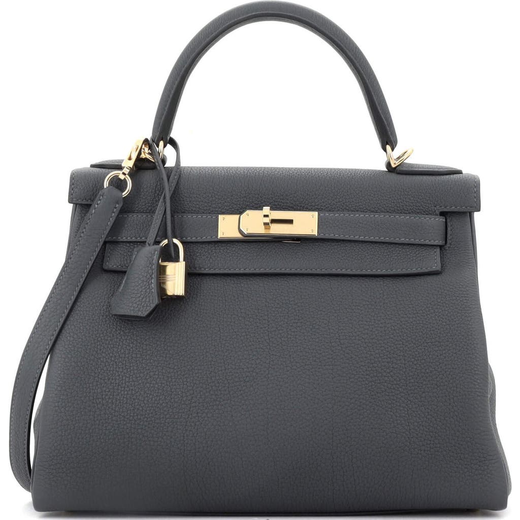 Pre-owned Hermes Hermes Kelly Handbag Grey Togo With Permabrass Hardware 28 In Gray