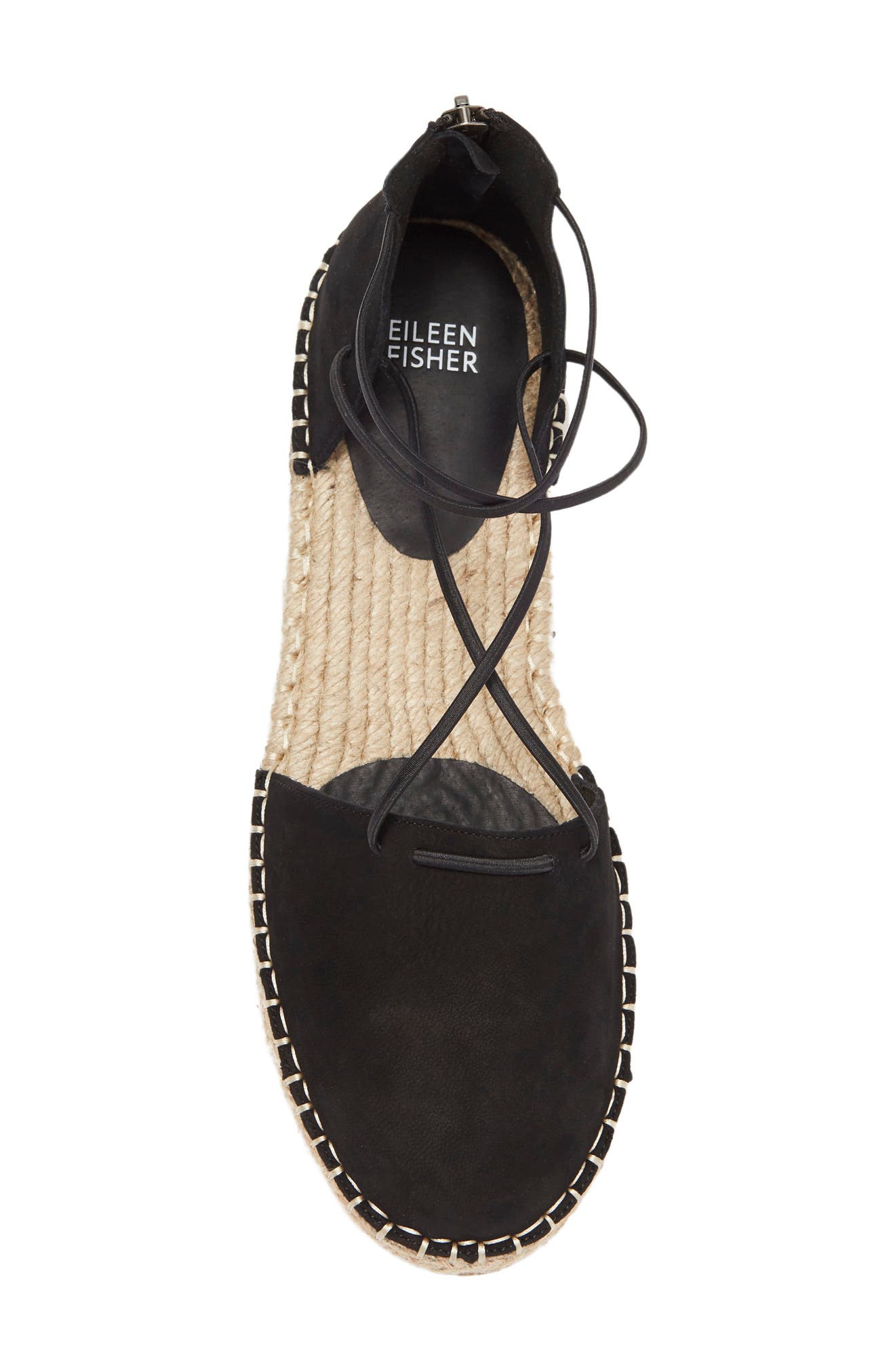 Eileen Fisher Lace-Up Espadrille Sandal, Alternate, color, Black