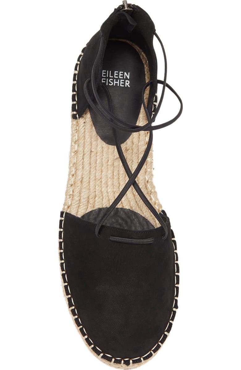 Eileen Fisher Lace-Up Espadrille Sandal, Alternate, color, Black