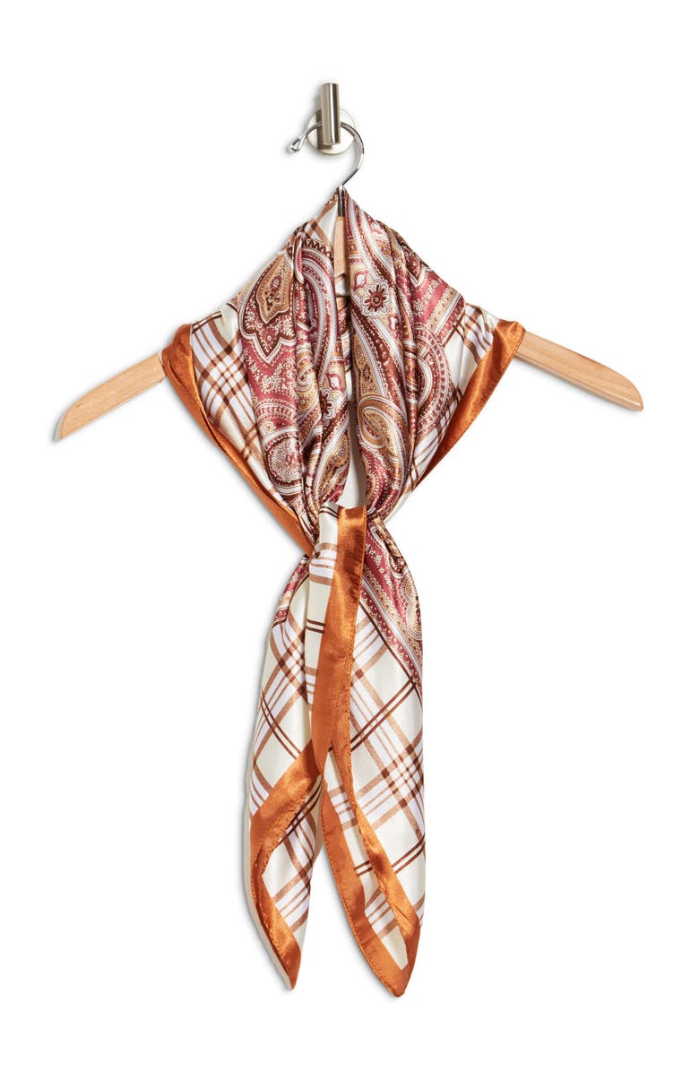 La Fiorentina Paisley Plaid Convertible Scarf & Halter Top, Alternate, color, Light Brown