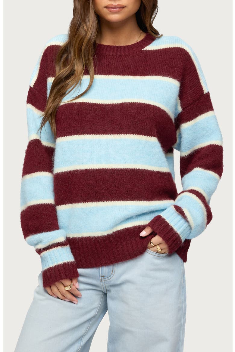Conrad Stripe Sweater, Main, color, BURGUNDY-AND-BLUE
