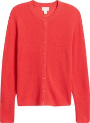 Caslon® Crewneck Merino Wool Blend Cardigan