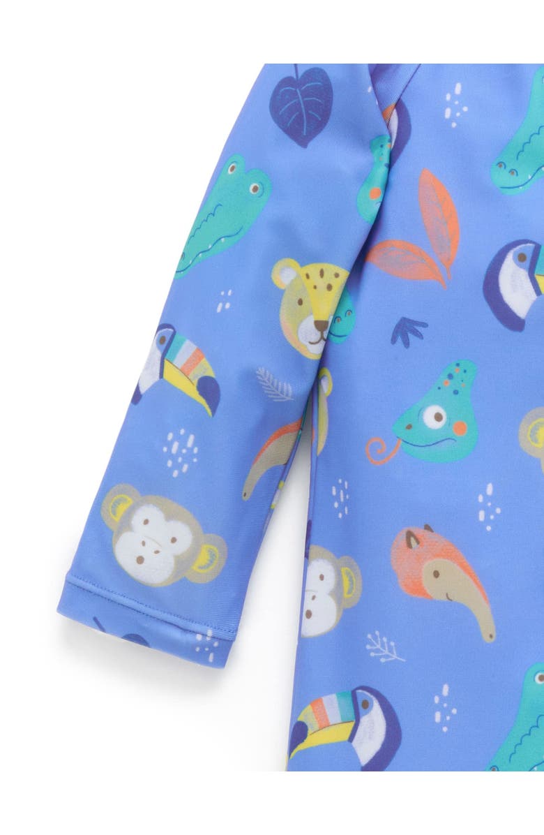 Purebaby Printed Longsleeve Swim Sunsuit, Alternate, color, Jungle Faces Print