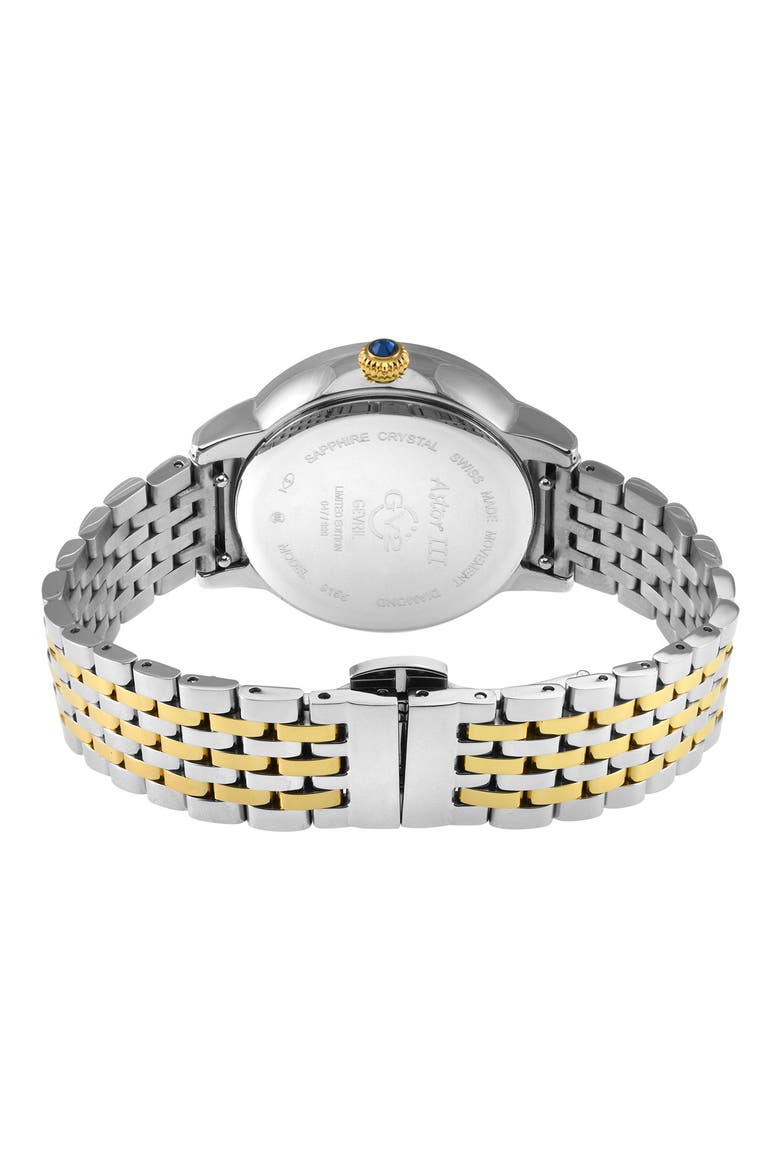 Astor III Diamond Swiss Bracelet Watch, 34mm - 0.06 ctw, Alternate, color, TWO TONE