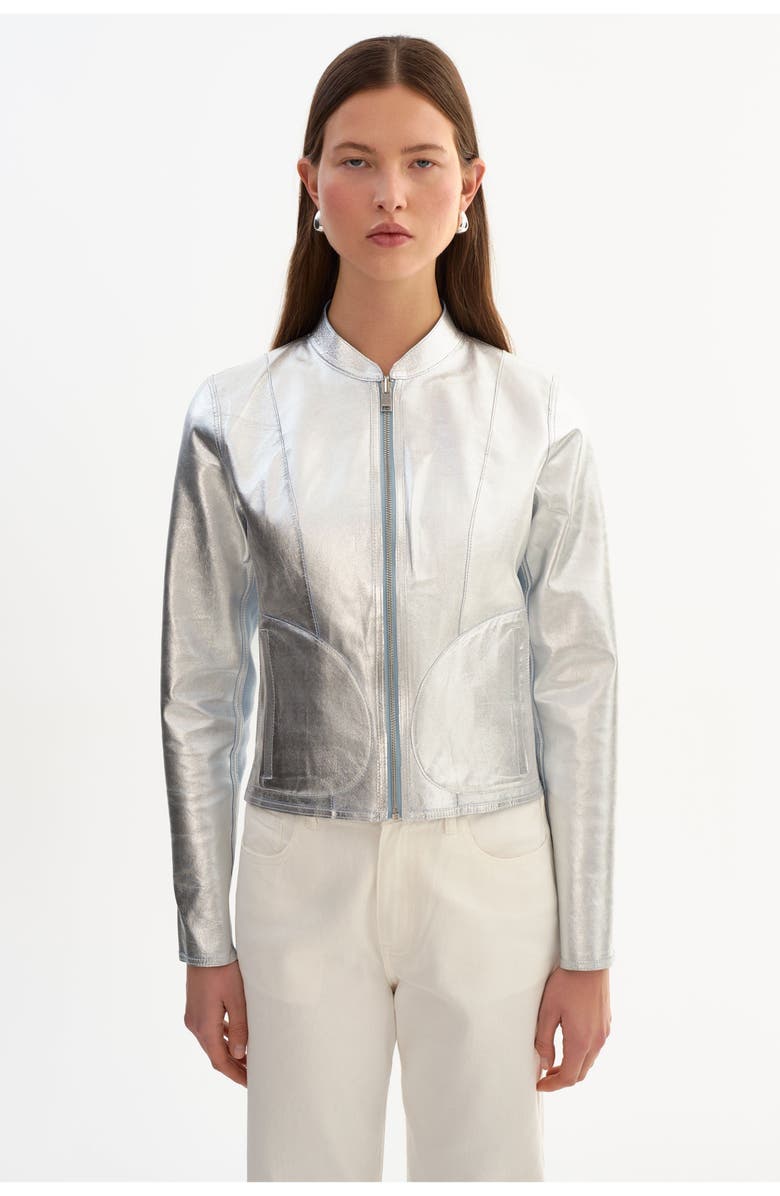 LAMARQUE Chapin | Reversible Leather Bomber, Alternate, color, Baby Blue/Silver