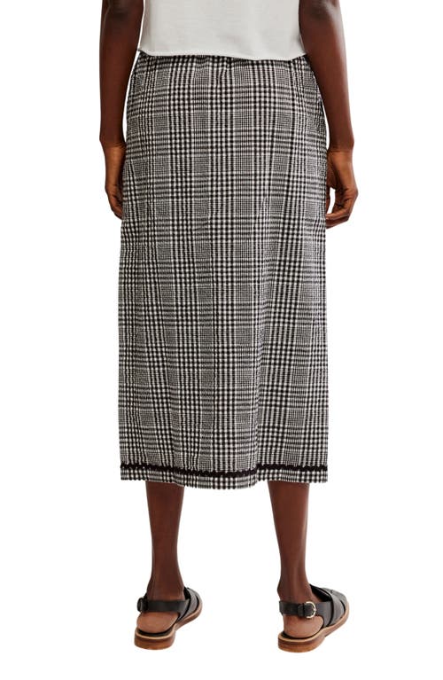 Shop Free People Penelope Gingham Midi Skirt In Black Combo