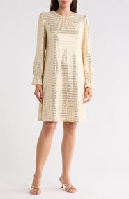 Julia Jordan Metallic Long Sleeve Shift Dress