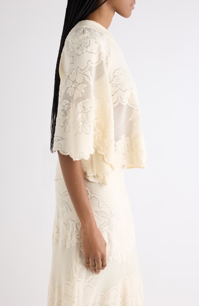 Isabel Marant Shilo Cotton Blend Floral Jacquard One-Shoulder Top, Alternate, color, Ecru