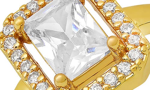 Hmy Jewelry Cushioned Cut Simulated Diamond Pavé Ring In Gold