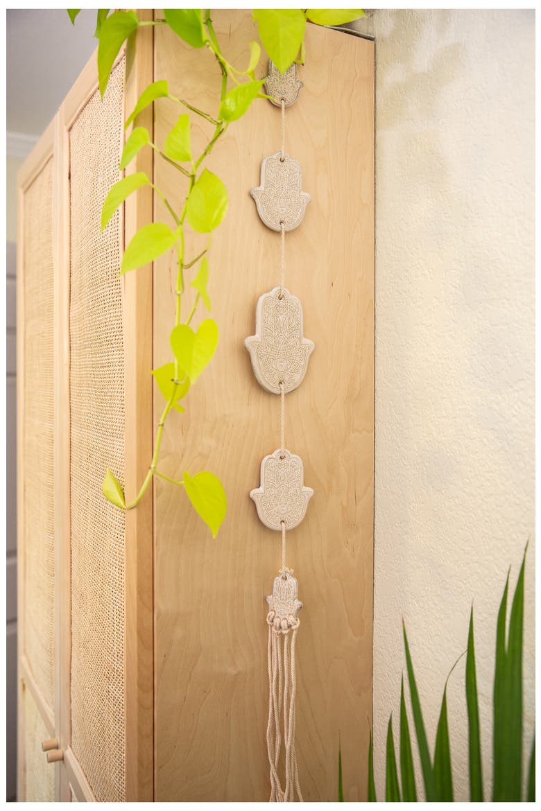 Ceramic Hanging Hamsa Wall Decor, Alternate, color, IVORY