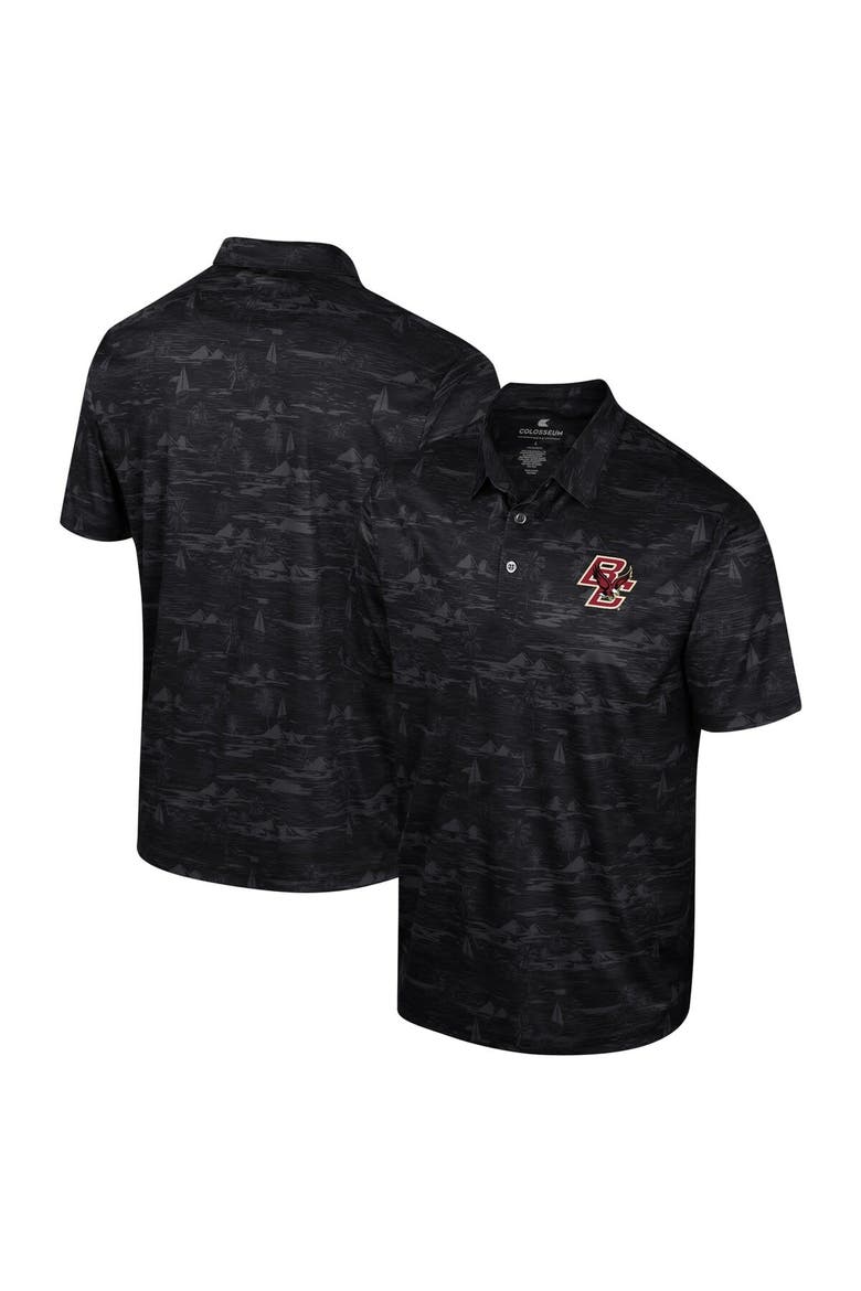 Men's Colosseum Black Boston College Eagles Daly Print Polo, Alternate, color, Black