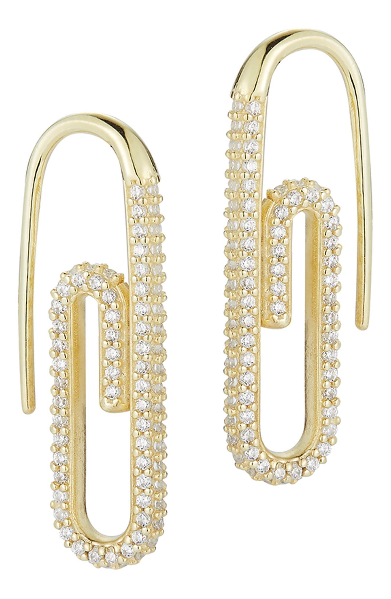 Sphera Milano Pavé Paperclip Drop Earrings In Gold