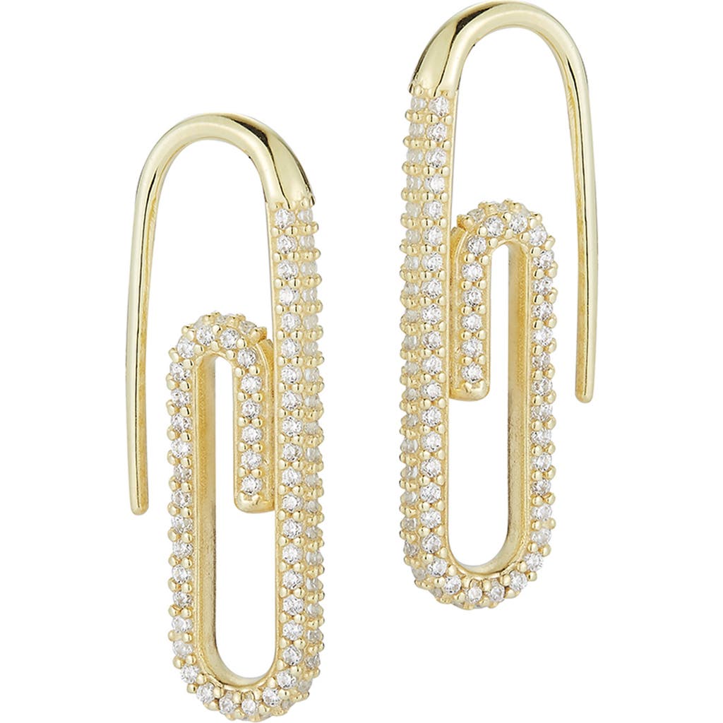 Sphera Milano Pavé Paperclip Drop Earrings In Gold