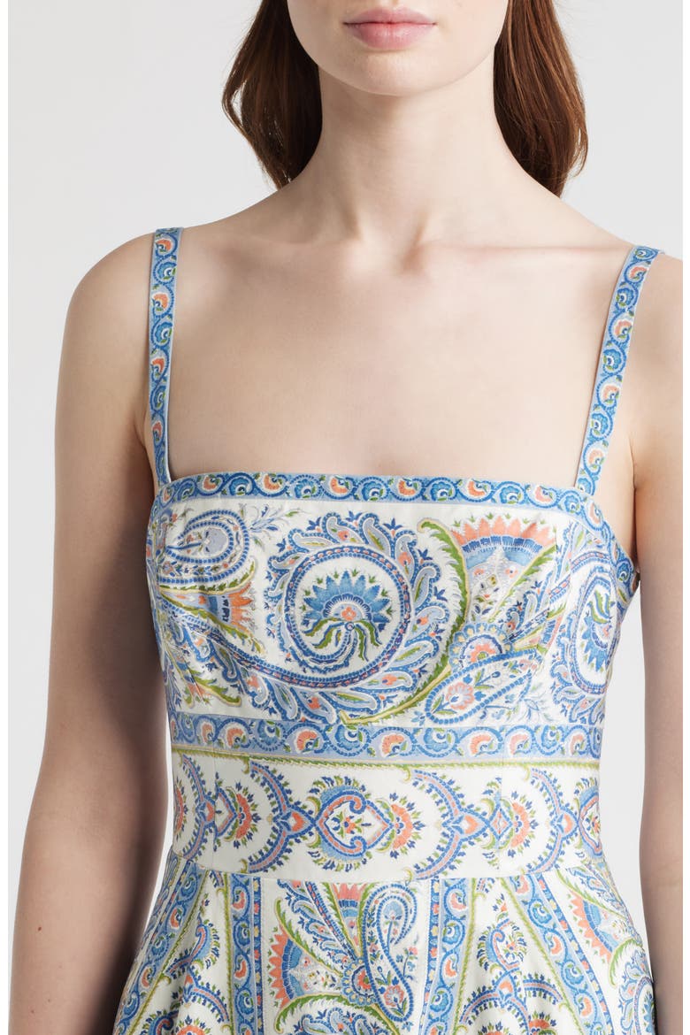 The Margot Stripe Fit & Flare Midi Dress, Alternate, color, CORSICA PAISLEY BLUE