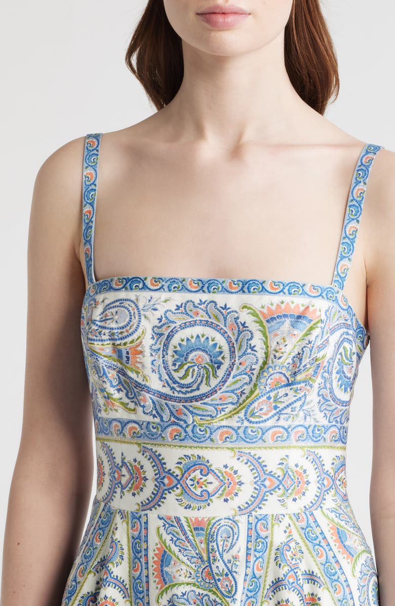 Hill House Home The Margot Stripe Fit & Flare Midi Dress, Alternate, color, Corsica Paisley Blue