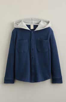 Kids' Hooded Waffle Stitch Button-Up Shirt