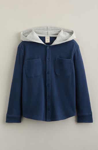 Kids' Hooded Waffle Stitch Button-Up Shirt