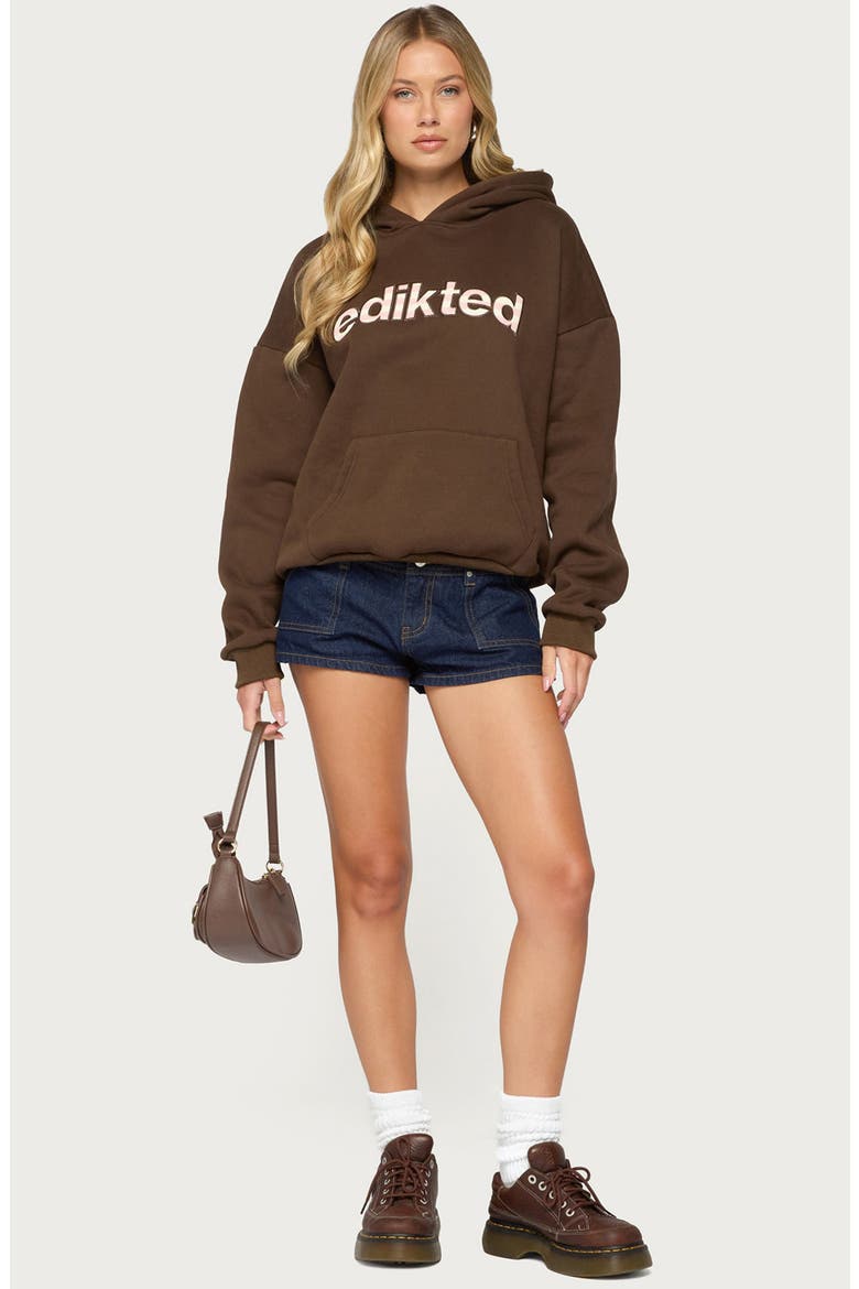Stripey Graphic Hoodie, Alternate, color, BROWN-AND-PINK