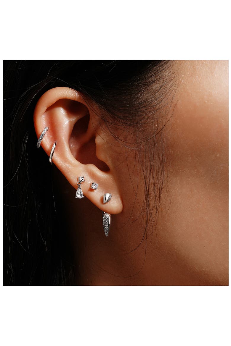 Pyramid Drop Earrings, Alternate, color, SILVER