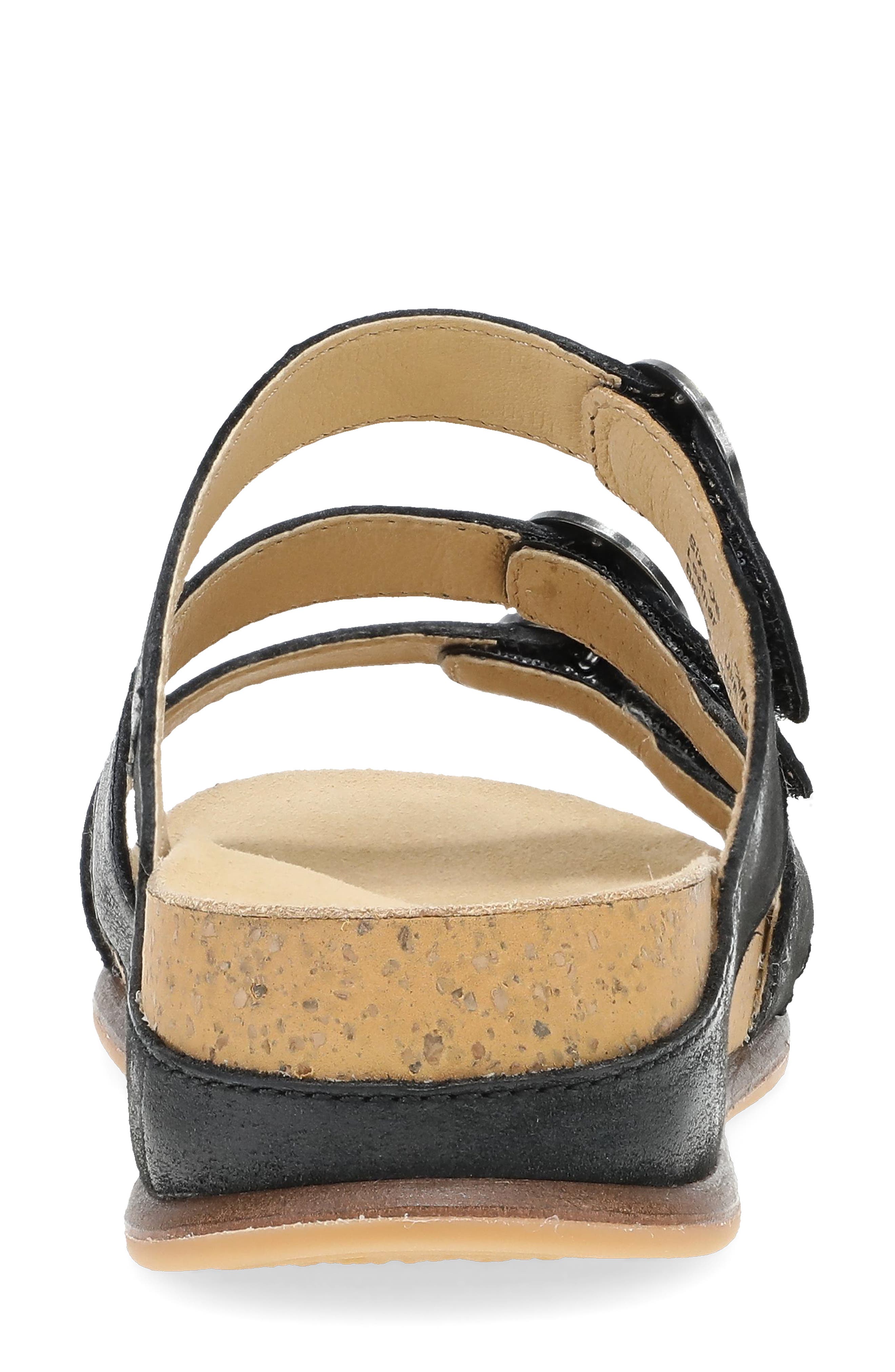 Dansko Campbell Platform Wedge Slide Sandal, Alternate, color, Black Burnished Nappa