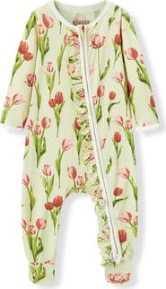 Milkbarn Luxe Stretch Ruffle Footed Romper